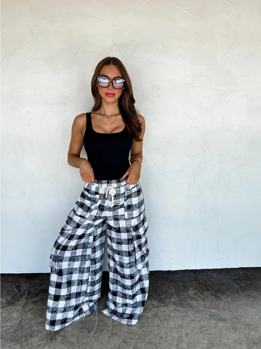 Buffalo Plaid Extreme Wide Leg Pants